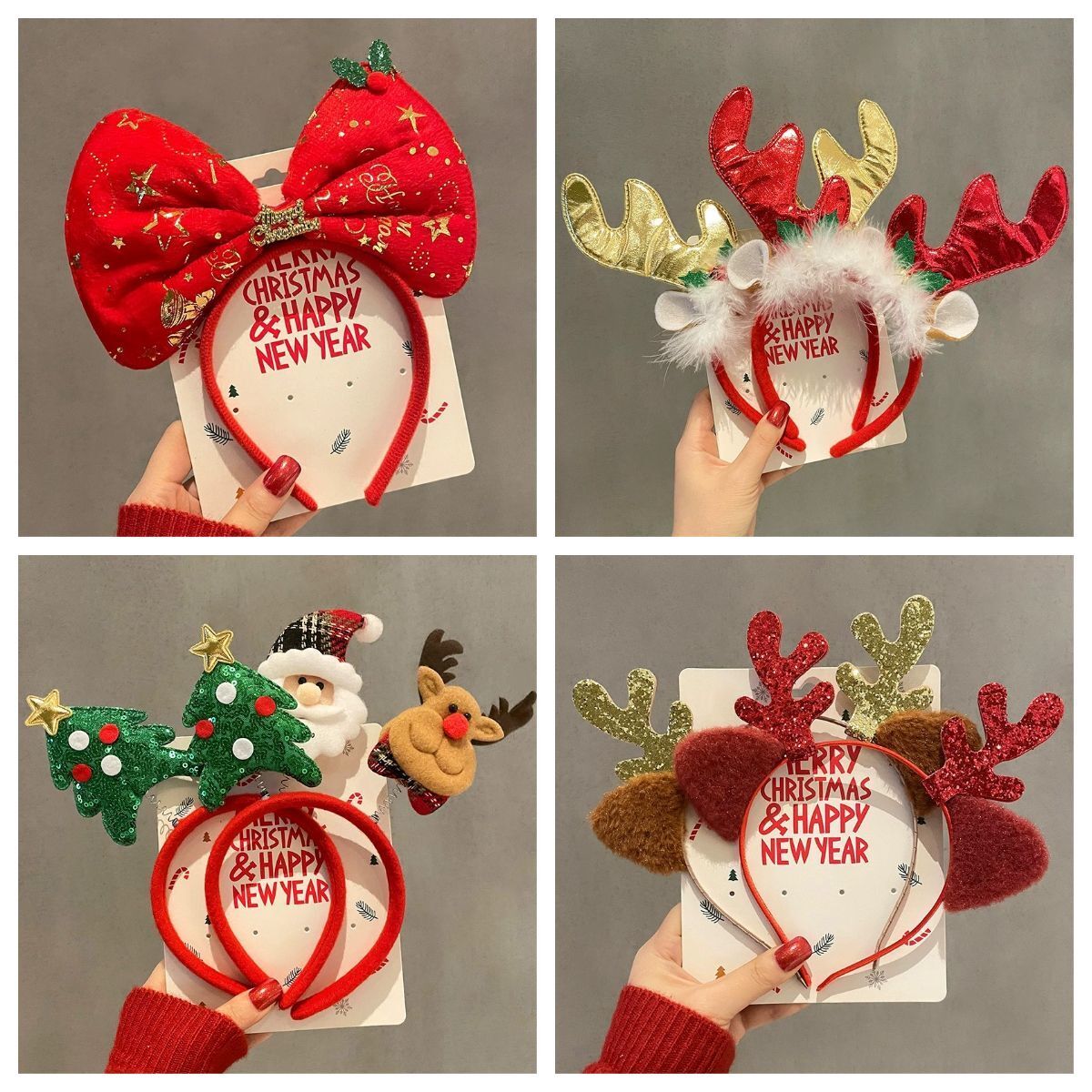 Reindeer Antlers Headband - 1-10 Stück Weihnachts-Stirnbänder Schneemann Rentiergeweih Weihnachtsmann-Design