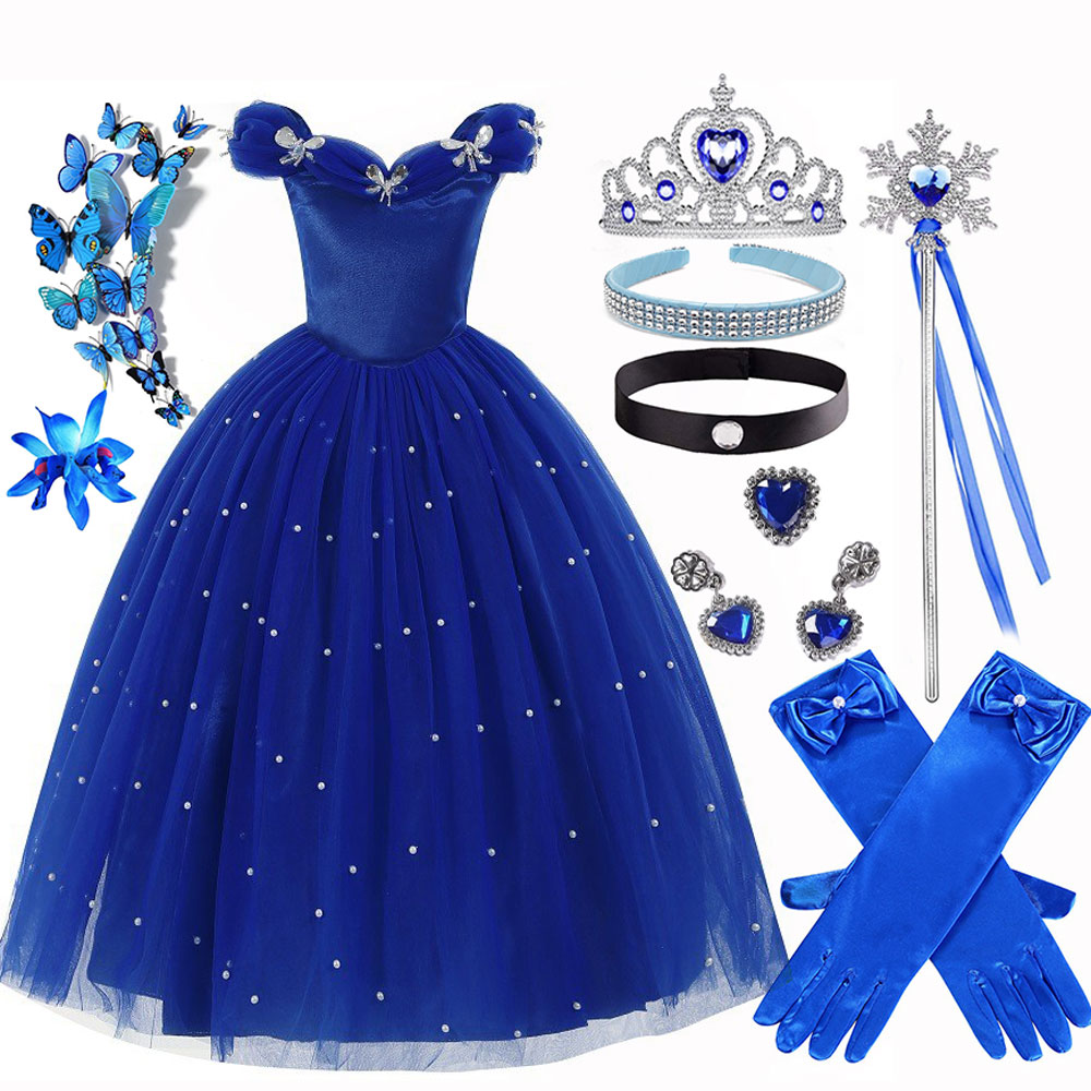 Ornament Ball Set - Sommerliche Weihnachts-Luxus-Cinderella-Kleidung für Mädchen, schulterfreie, bodenlange